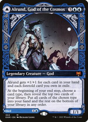Alrund, God of the Cosmos // Hakka, Whispering Raven<br /><span class="collector-number">Collector No. 302</span>