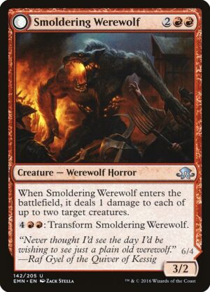 Smoldering Werewolf // Erupting Dreadwolf<br /><span class="collector-number">Collector No. 142</span>