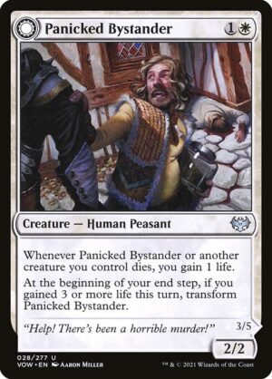 Panicked Bystander // Cackling Culprit<br /><span class="collector-number">Collector No. 28</span>