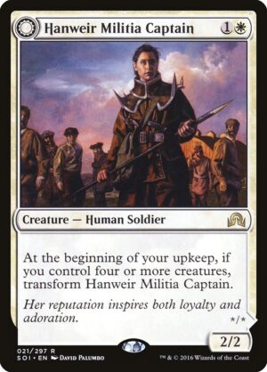 Hanweir Militia Captain // Westvale Cult Leader<br /><span class="collector-number">Collector No. 21</span>