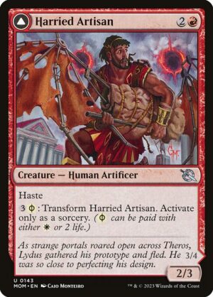 Harried Artisan // Phyrexian Skyflayer<br /><span class="collector-number">Collector No. 143</span>