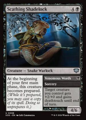 Scathing Shadelock // Venomous Words - Foil<br /><span class="collector-number">Collector No. 98</span>