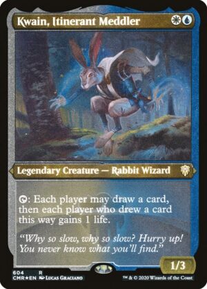 Kwain, Itinerant Meddler - Etched<br /><span class="collector-number">Collector No. 604</span>