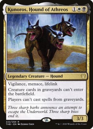 Kunoros, Hound of Athreos<br /><span class="collector-number">Collector No. 222</span>